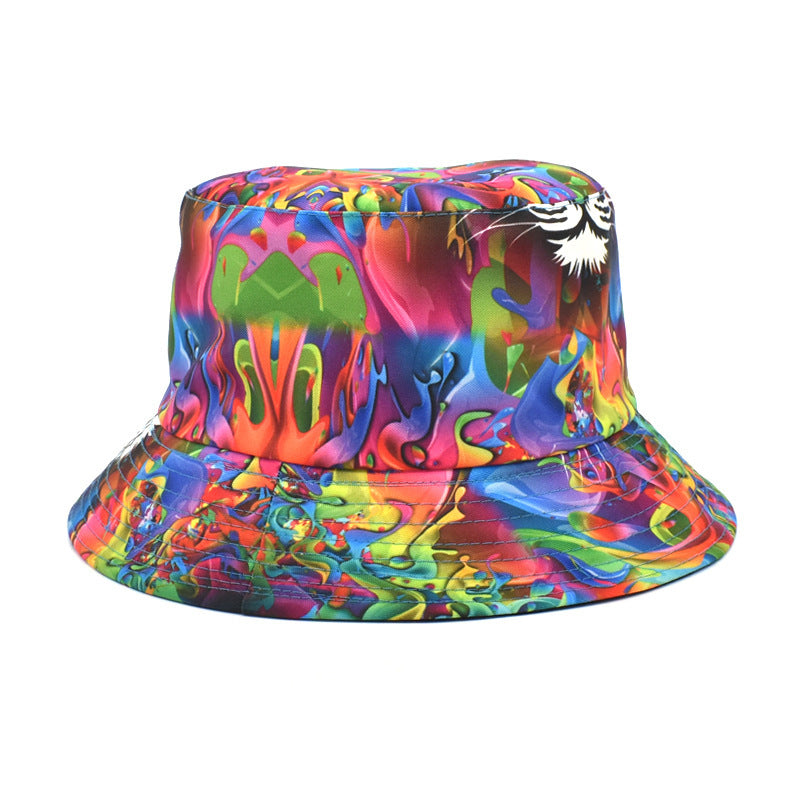 Printed Bucket Hat Women's Outdoor Sunshade Double-sided Hat