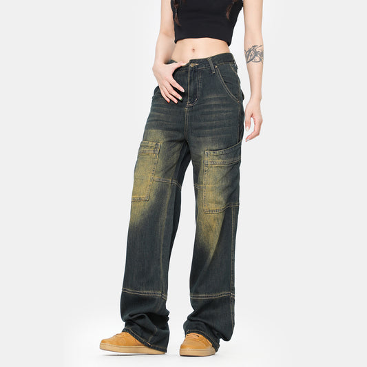 American Retro Jeans Fashion Brand Wide Leg Jeans