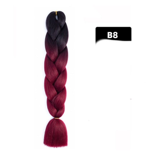 Color Big Braid African Chemical Fiber High Temperature Silk Wig Gradient