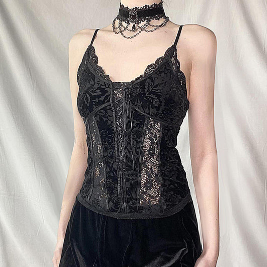 Dark Lace Camisole Vintage Court Style