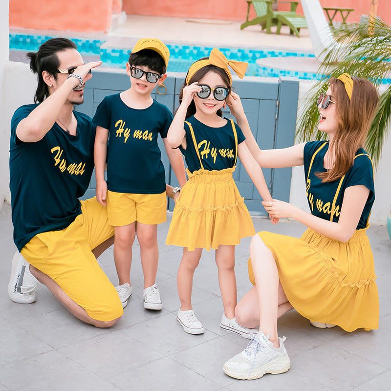 Short-sleeved Suspender Skirt Suit Family Dress Korean Summer Dress