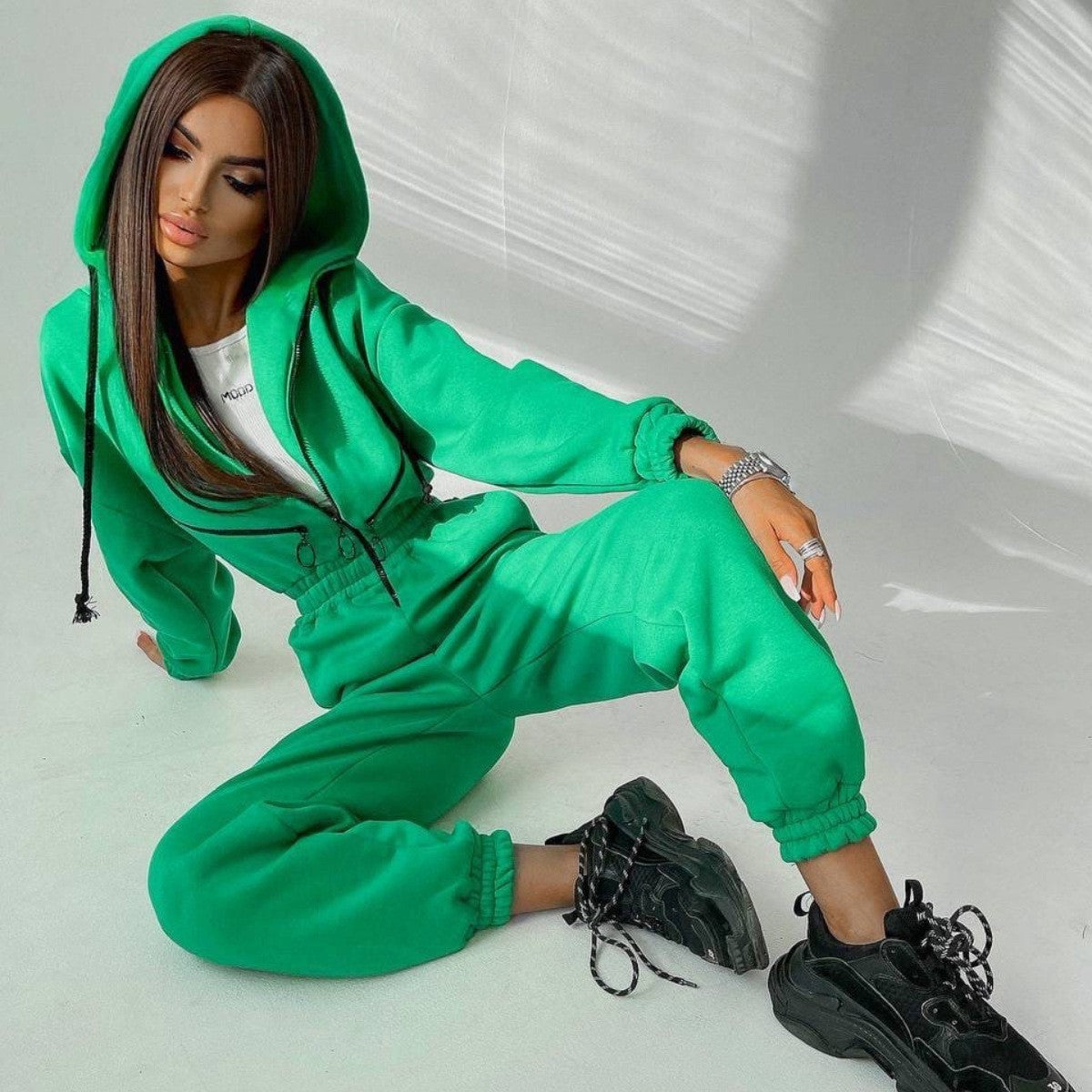 Cross-border Hot Sale Amazon Ebay Hot Sale Popular Sports Casual Women's Hooded Jumpsuit One-piece Suit