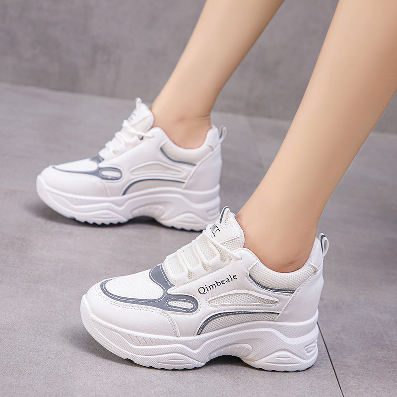 Height Increasing Insole Dad Shoes Mesh Casual Sneakers Platform Running Tourism White Shoes