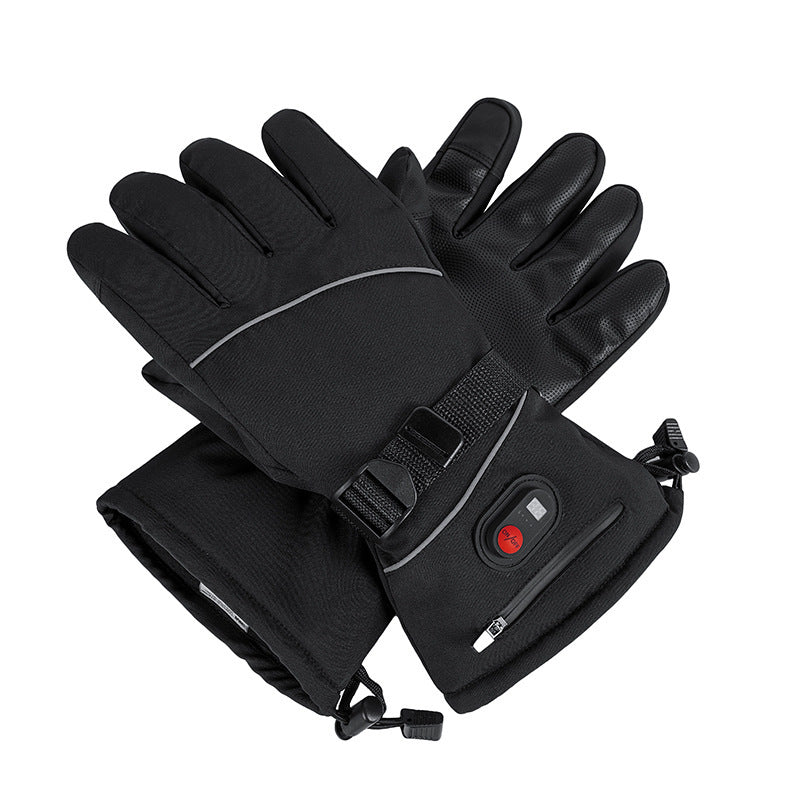 Full Finger Warm Waterproof Motorcycle Outdoor Sports Electric Heating Ski Gloves