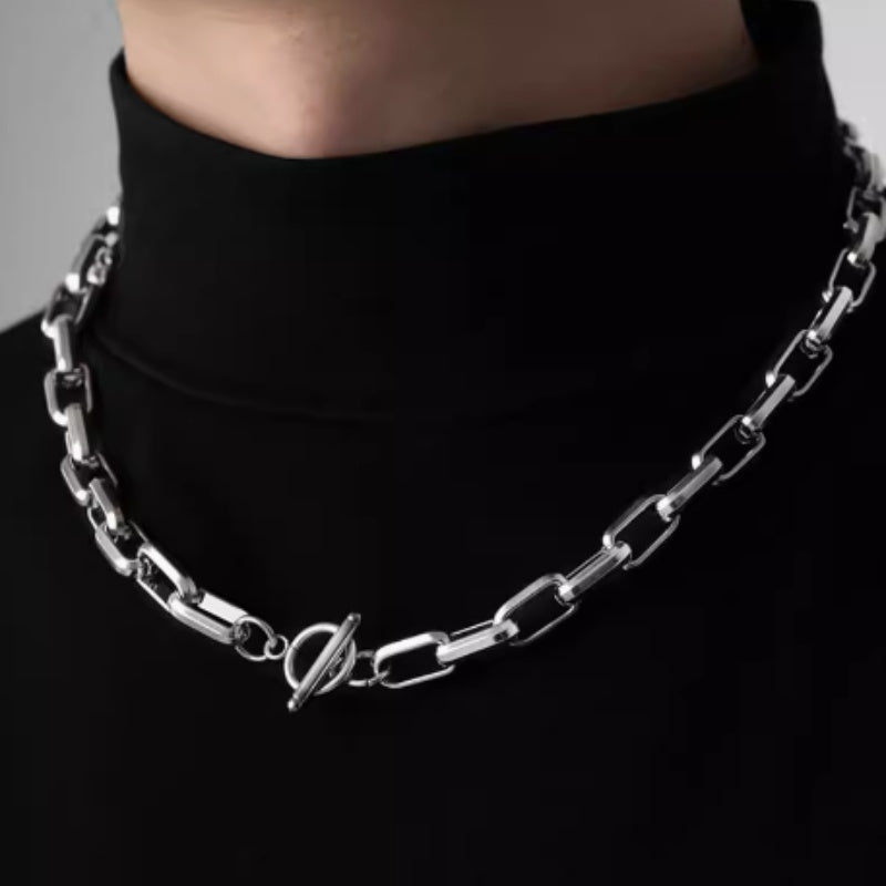 Cuban Necklace Men's Pure Silver High Street Splicing