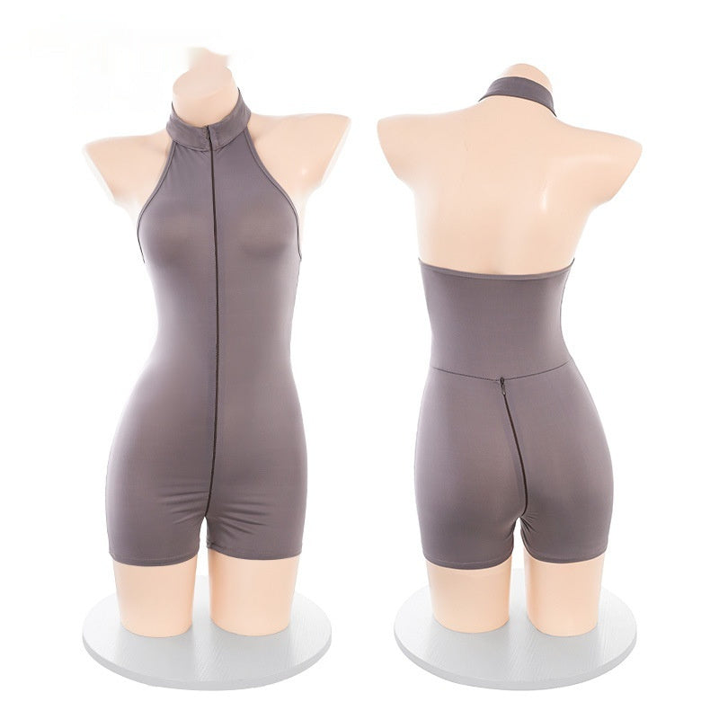 Double-headed Invisible Zipper Sports Open Crotch Jumpsuit