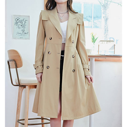 Fashionable Cape-type Mid-length Top British Style Coat