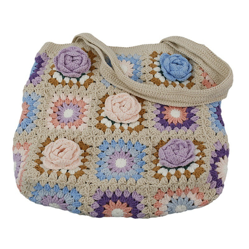 Creative Hand Weaving Stereo Flower Shoulder Bag