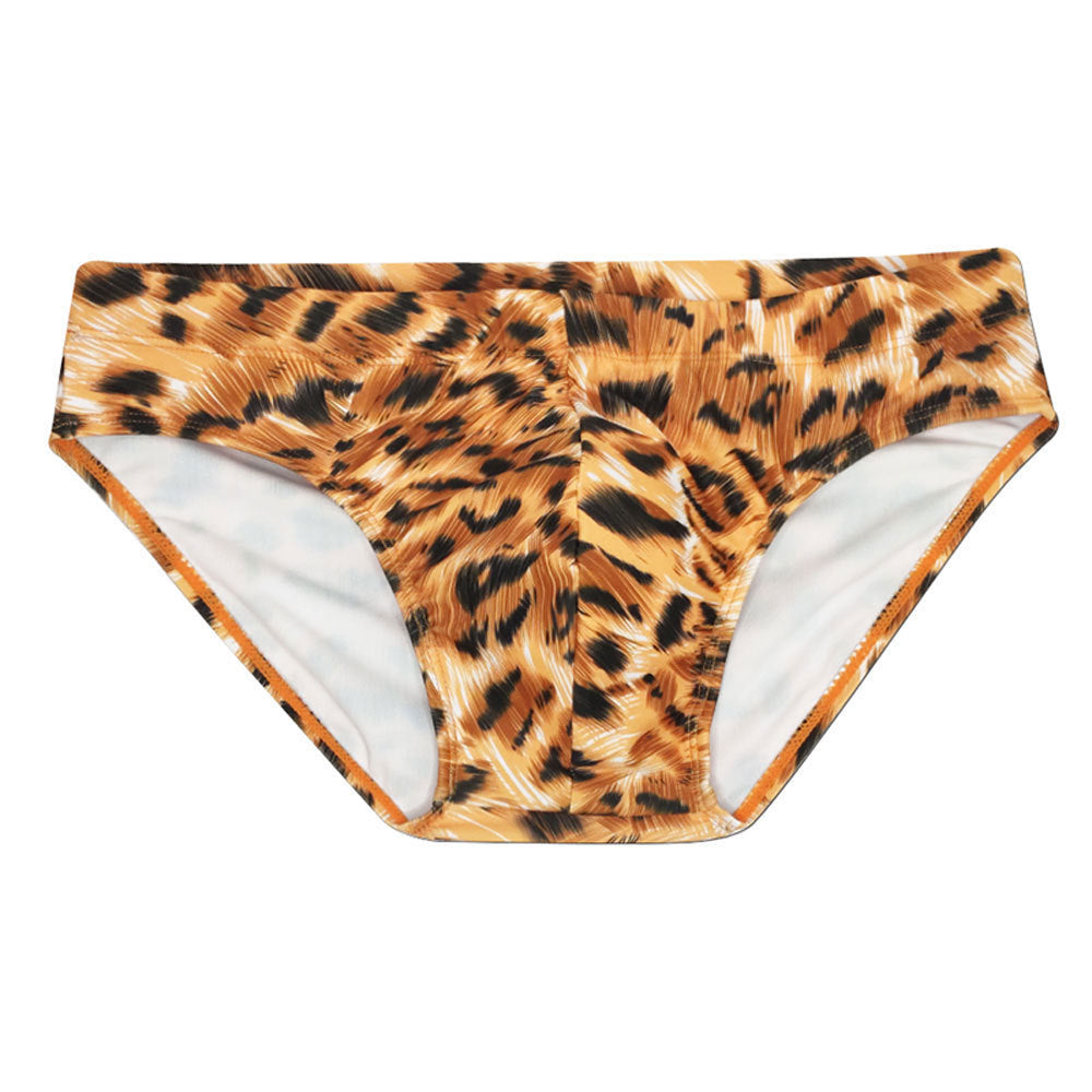 Tiger Pattern Men's Low Waist Printing Swim Briefs