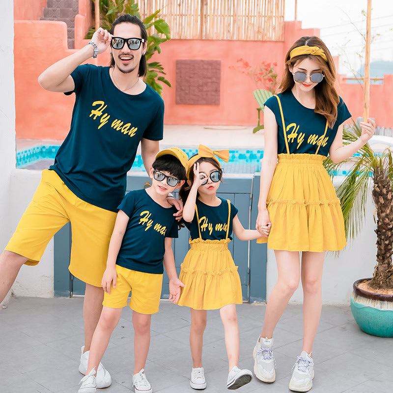 Short-sleeved Suspender Skirt Suit Family Dress Korean Summer Dress