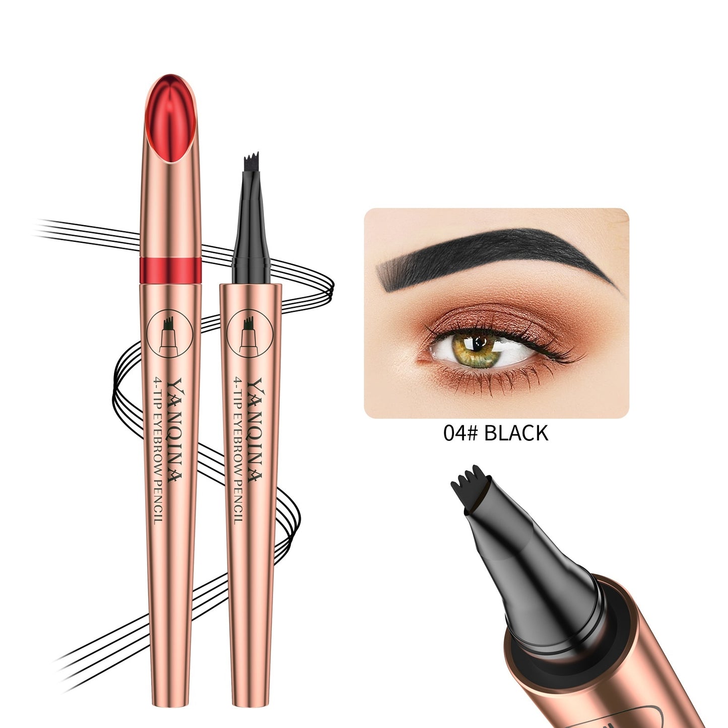 Four-claw Liquid Water Eyebrow Pencil Double-headed Waterproof Eyebrow Pencil