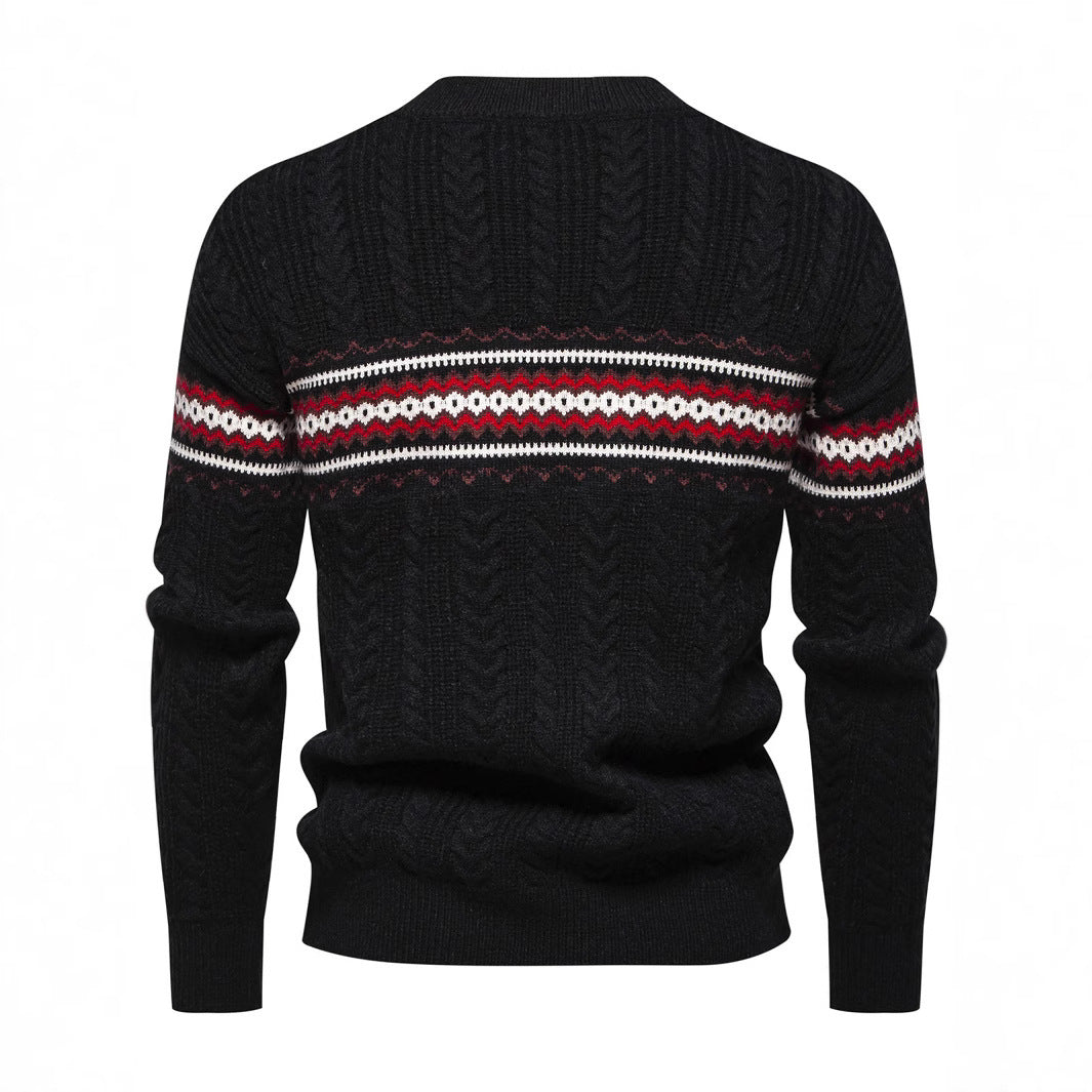 Men's Round Neck Pullover Print Casual Sweater