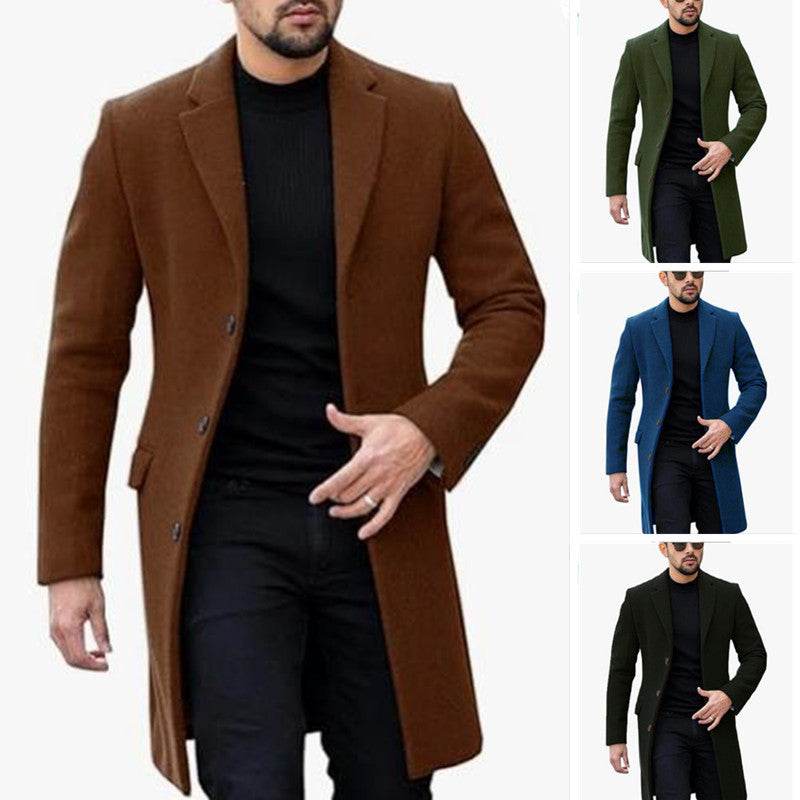 Single-breasted Cardigan Woolen Coat Men's Coat