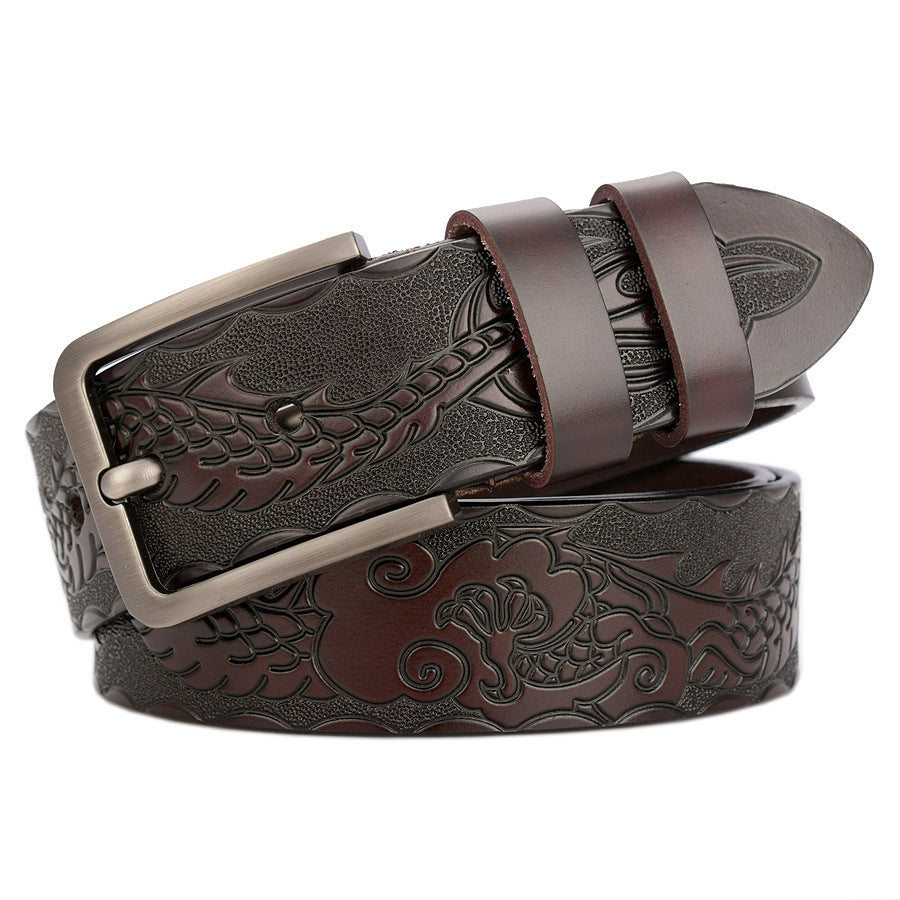 Carved Craft Men's Belt Fashion Cattlehide Leather Pant Belt