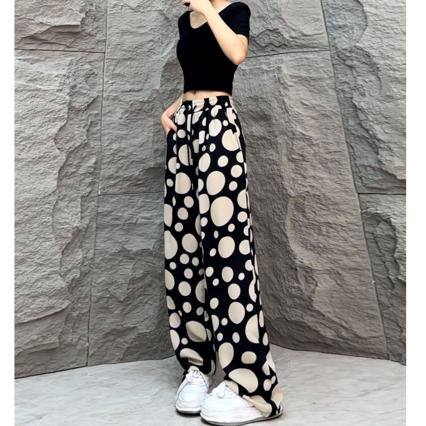 Women's Drawstring Straight Wide Leg Casual Pants