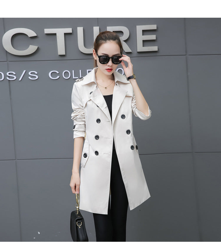 Slim Women Trench Coat Plus Size Mid-length