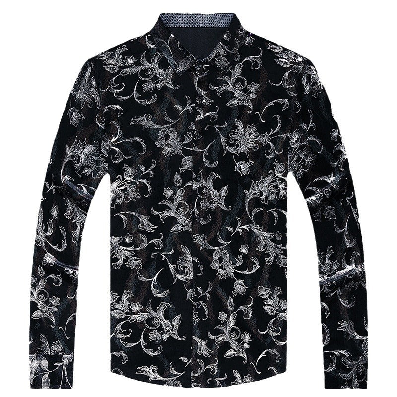 Men's Jacquard Pleuche Long Sleeve Shirt