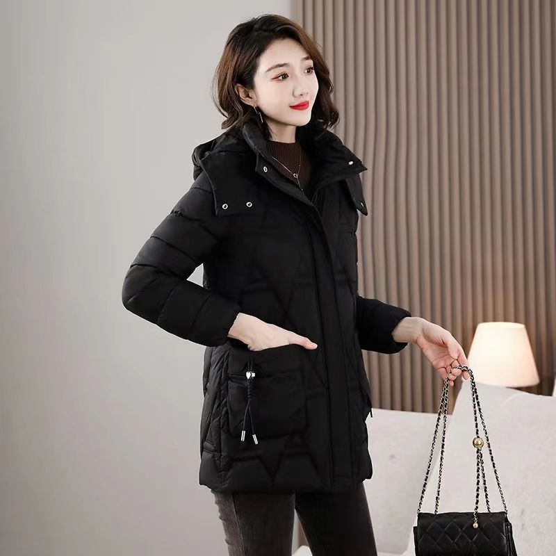 Down Cotton-padded Jacket Women's Mid-length Hooded