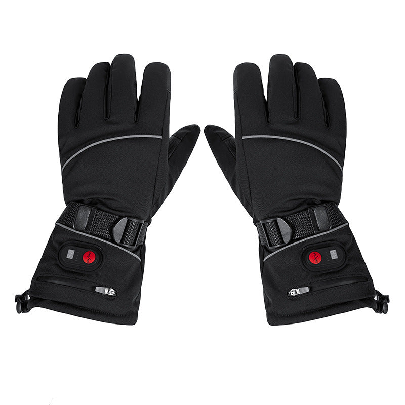 Full Finger Warm Waterproof Motorcycle Outdoor Sports Electric Heating Ski Gloves