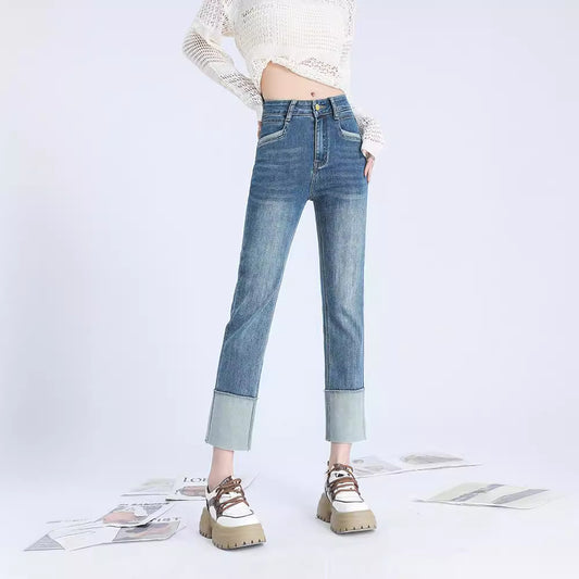 Women's Contrast Colors Slimming Vintage Jeans