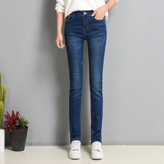 Women's Slim Fit Elastic Straight Jeans