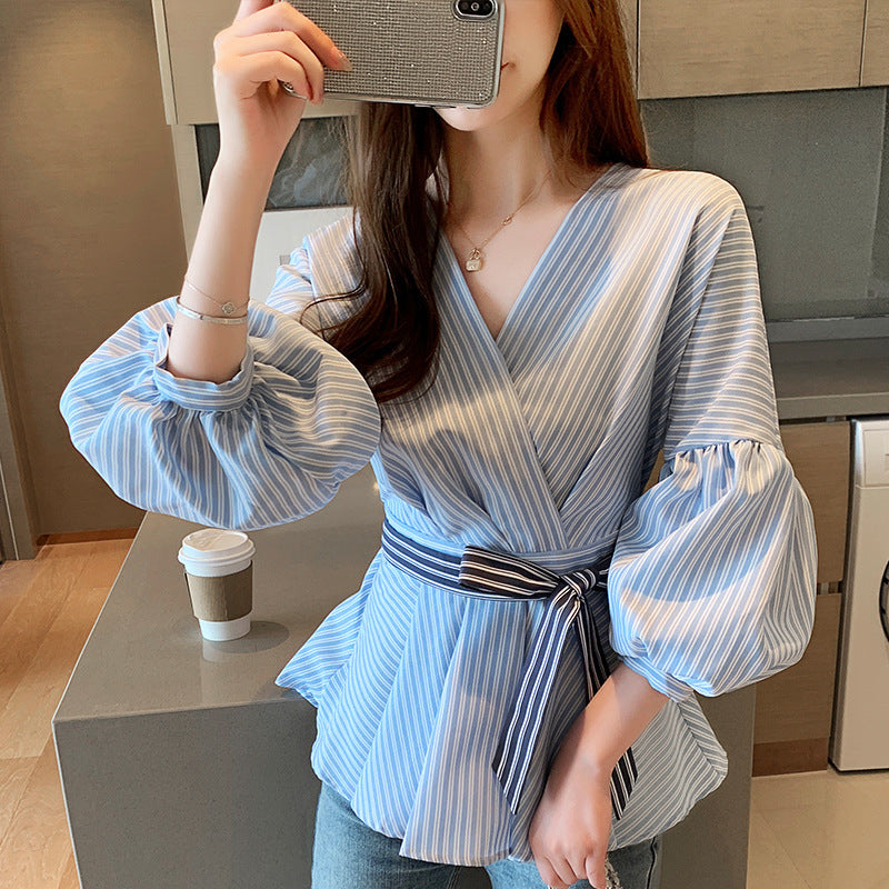 Lantern Sleeve Shirt Women Spring