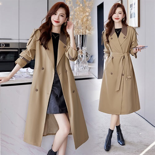 Trench Coat Women's Mid-length Casual Fashion Over The Knee Overcoat