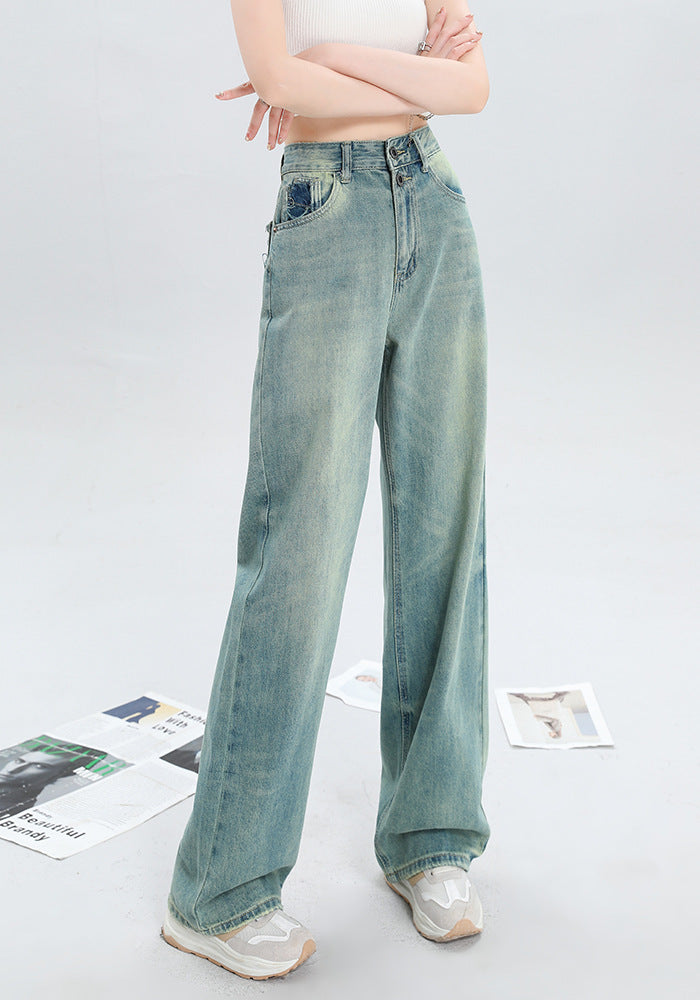 Women's Fashion Holes Narrow Wide-leg Jeans