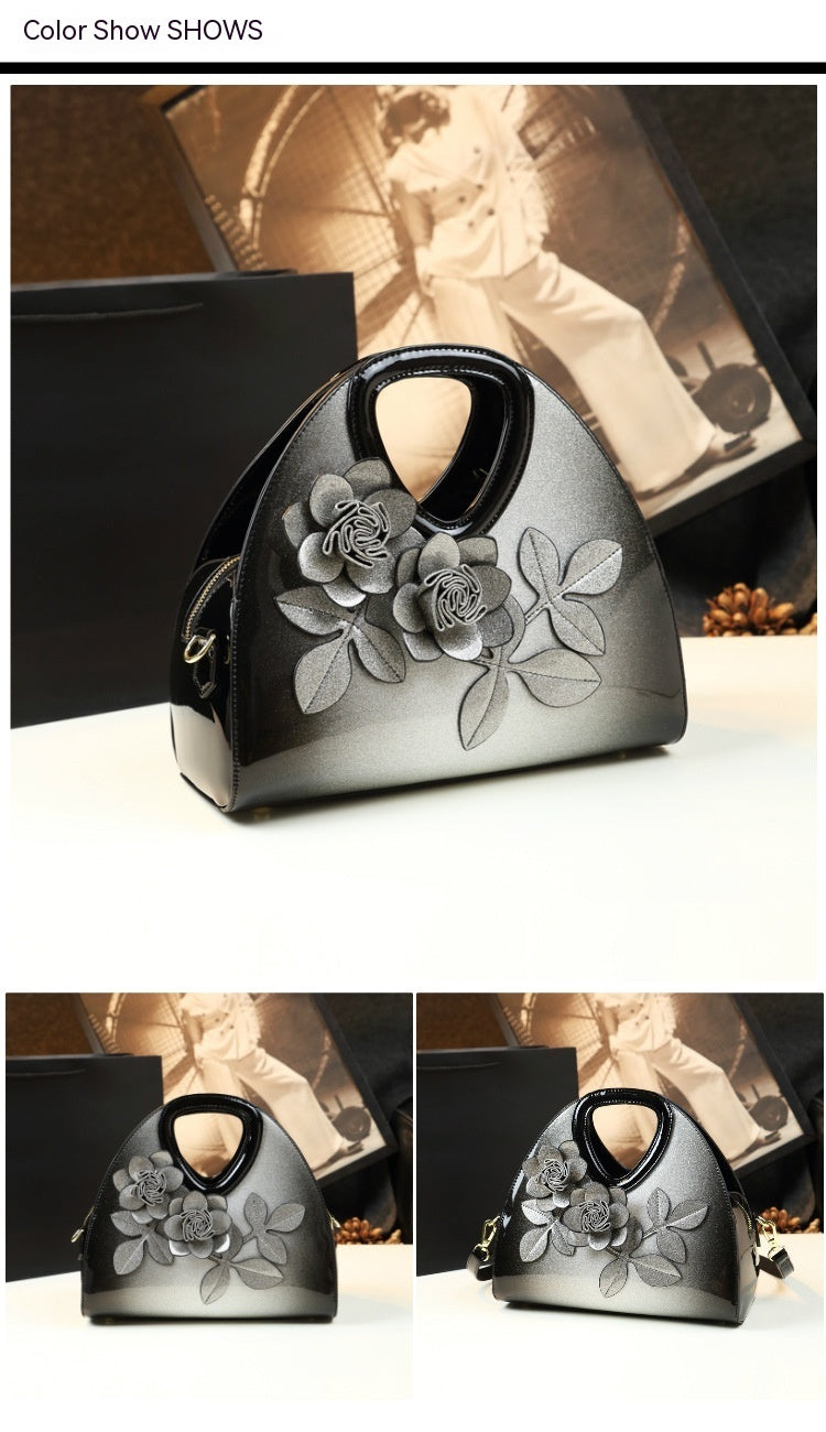 Personalized Flower Dumpling Niche Handbag Versatile Patent Leather Messenger Bag