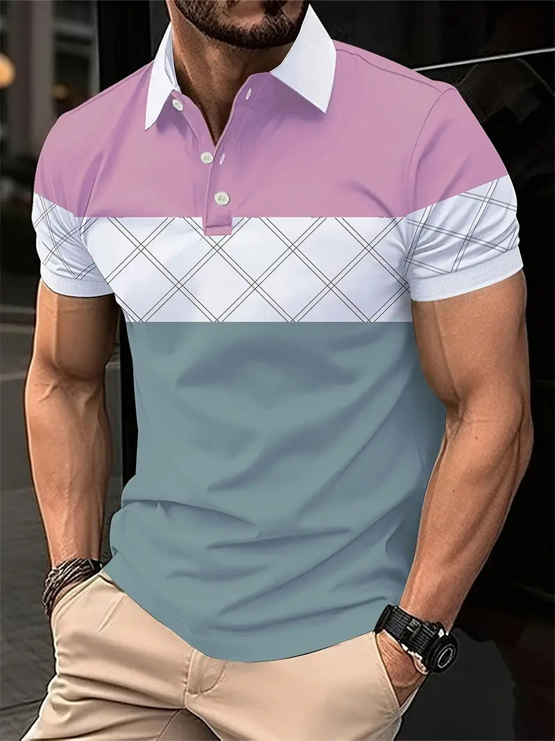 Men's Short-sleeved Button Lapel Polo Shirt