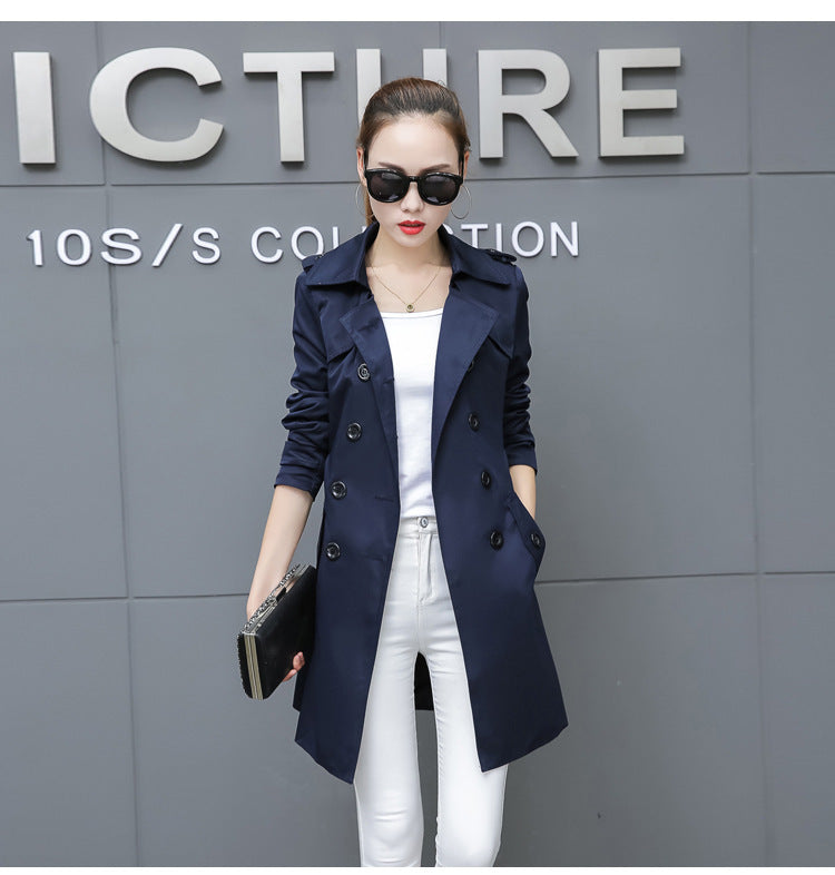 Slim Women Trench Coat Plus Size Mid-length