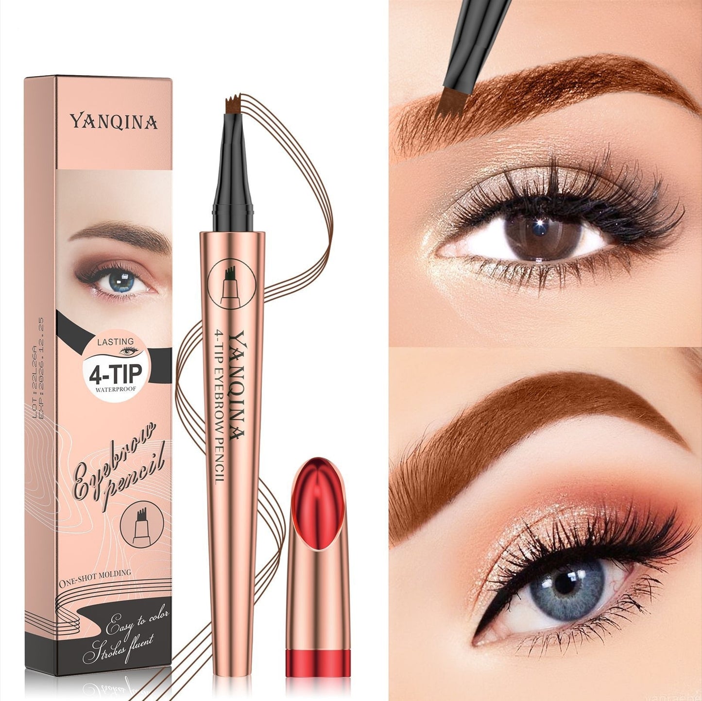 Four-claw Liquid Water Eyebrow Pencil Double-headed Waterproof Eyebrow Pencil