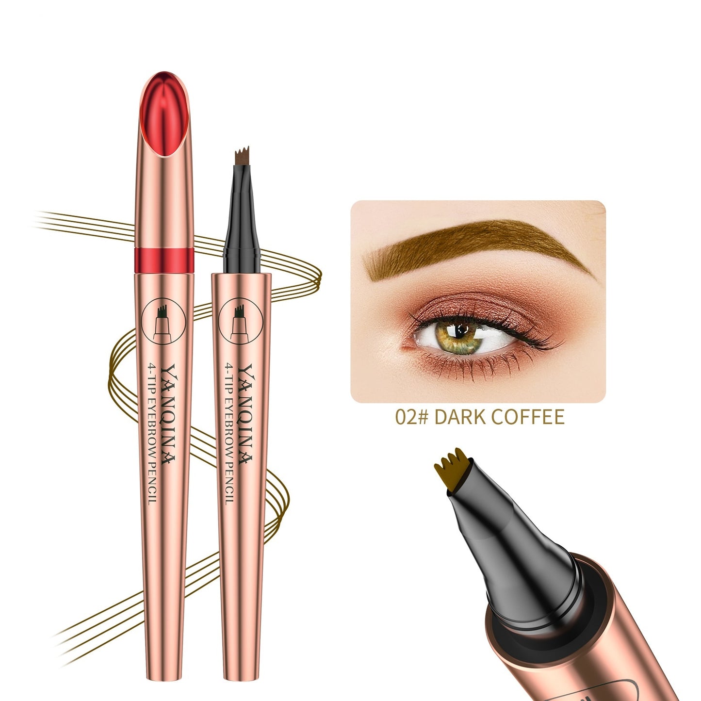 Four-claw Liquid Water Eyebrow Pencil Double-headed Waterproof Eyebrow Pencil